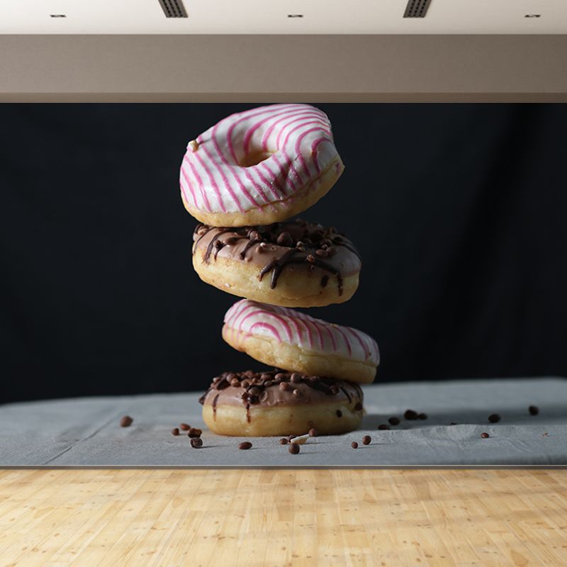 Chocolate Donut Mural Wallpaper Commercial Use for Dessert Shop, Made to Measure