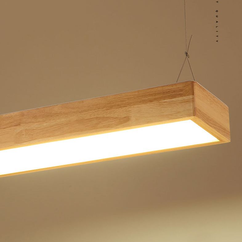 Modern Rectangle Pendant Lighting Fixture Wood Pendant Light