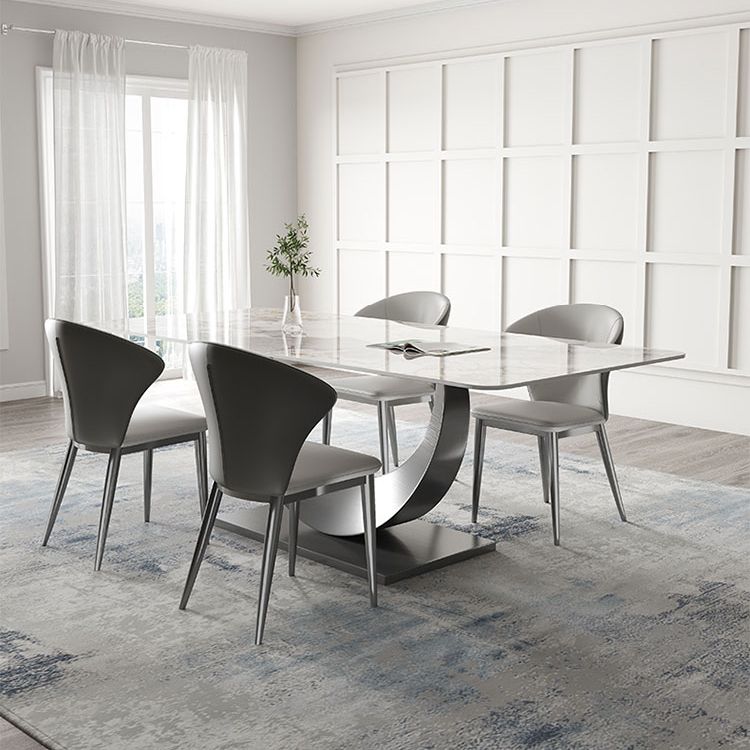 Modern Style Sintered Stone Rectangle Table Set 1/4/5/7 Pieces Dining Set