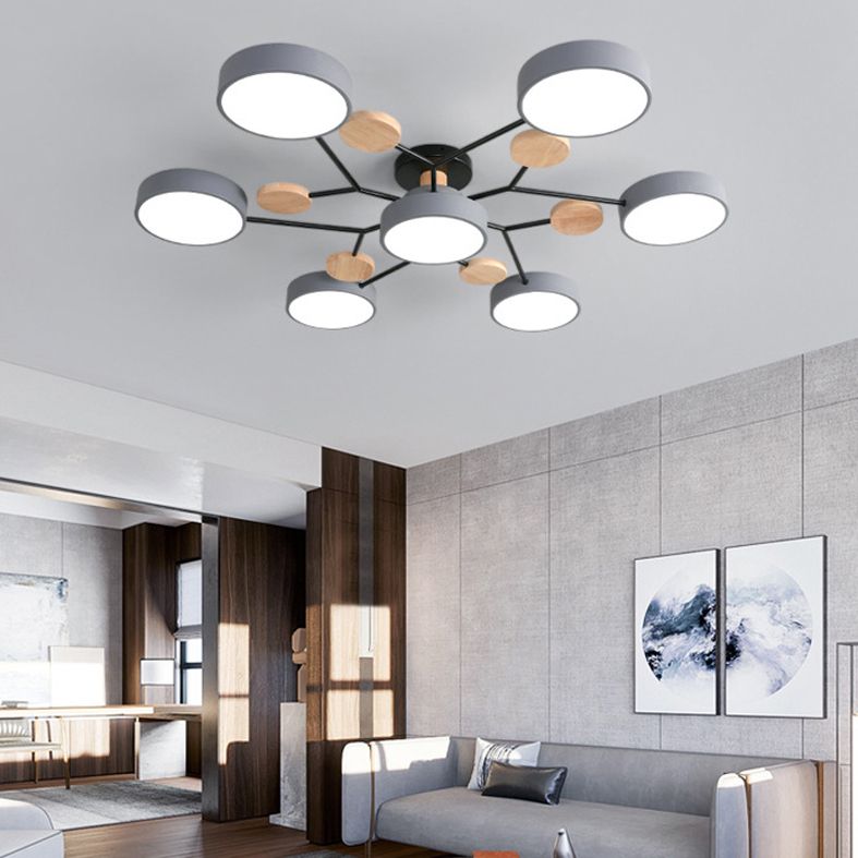 Lampe LED Macaron ronde multicolore avec abat-jour en acrylique pour salon