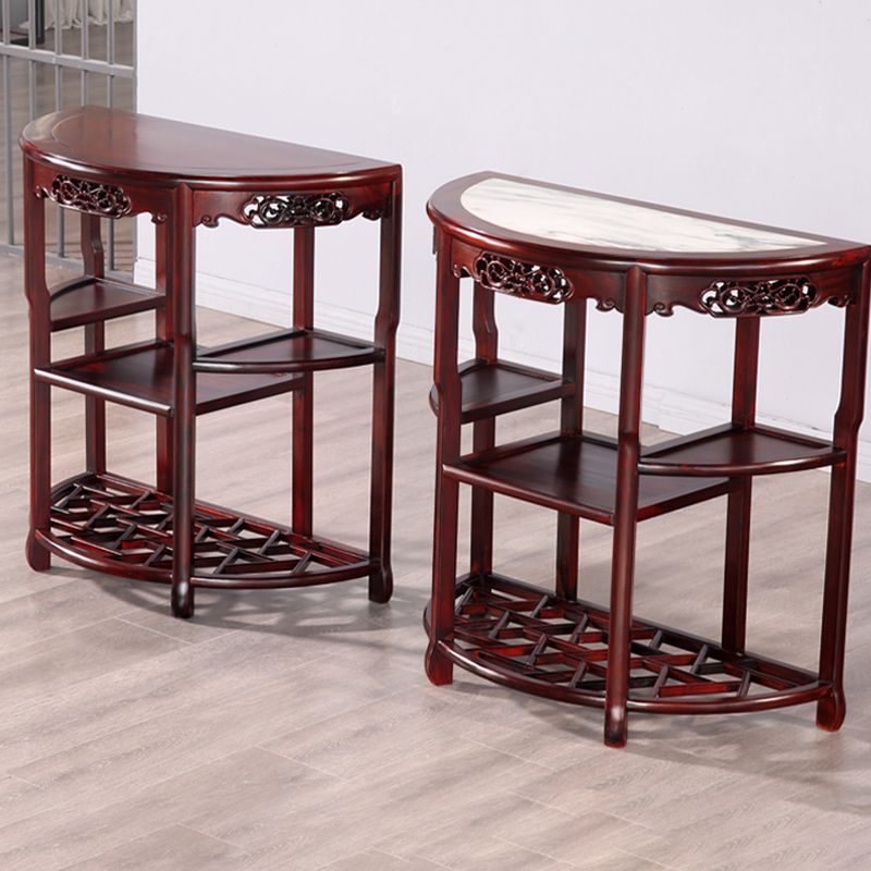 Half Moon Contemporary Console Table Dark Brown Wood Console Sofa Table