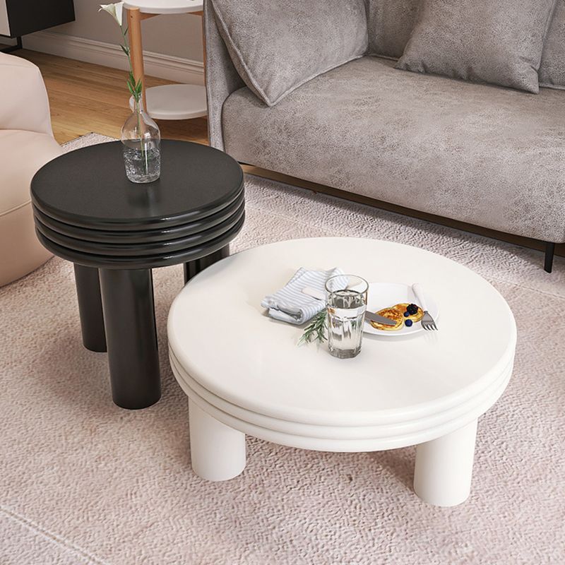 Contemporary Simple 3 Legs Coffee Table Round Wood Cocktail Table Set