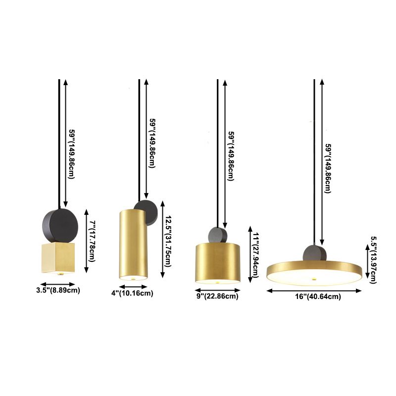 Contemporary Geometric Shaped Drop Pendant Metal 1 Light Suspension Light