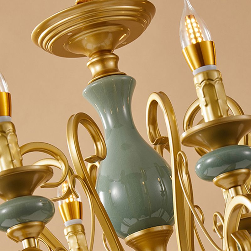 Traditional Style Suspension Pendant Light with Candle Metal Multi Light Pendant