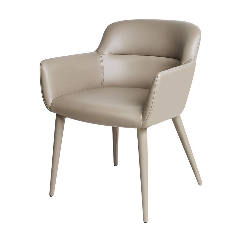 Contemporary Faux Leather Arm Dining and Accent Chairs in Gray