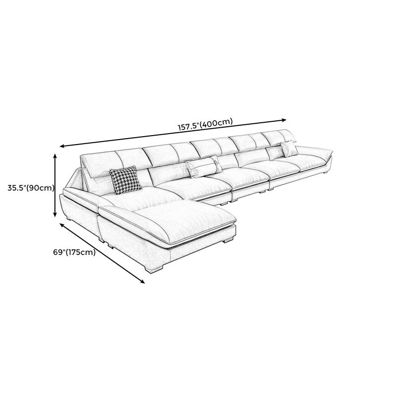 Grey Stain-Resistant Faux Leather Pillow Top Arm Sofa/Sectional for Living Room