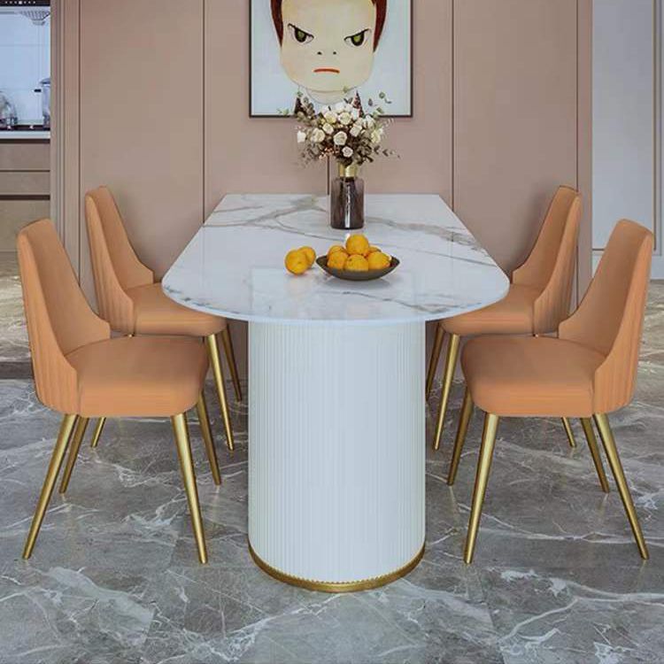 Traditional Luxury Dining Table White Sintered Stone Dining Table for Kitchen