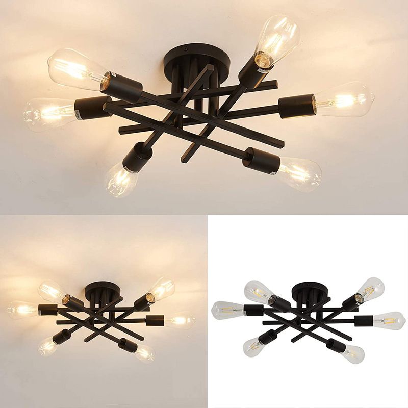 Sputnik Design slaapkamer semi-inbouw vintage metalen multi-licht plafondinbouw in zwart