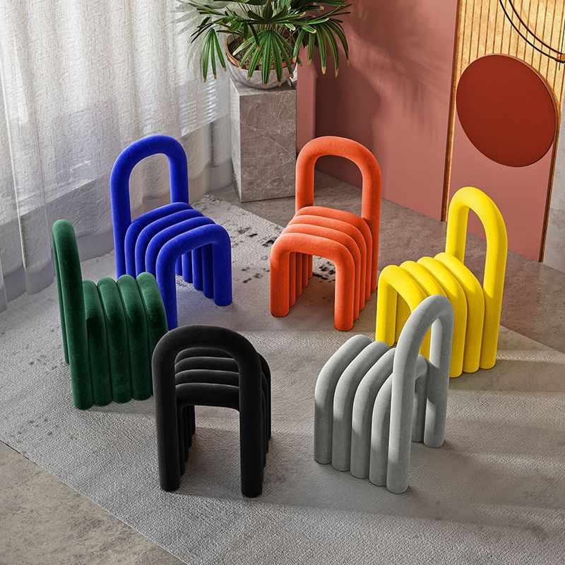 Contemporary Open Back Chair Velvet Dining Side Chair for Indoor