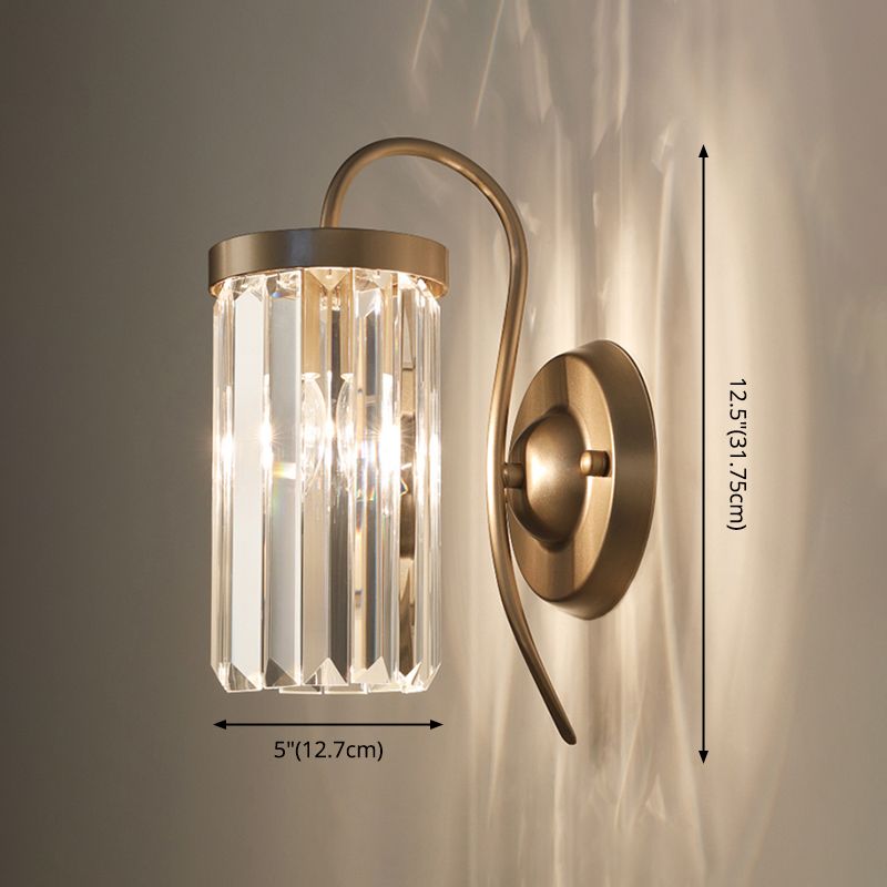 Lampada da parete in ottone in metallo elettroplato in moderna luce cilindrica cristallina di cristallo