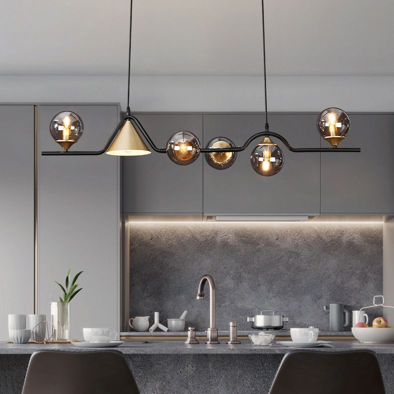 Sala da pranzo Isola Light Light Style Modern Style Isola Accensione con sfera di vetro