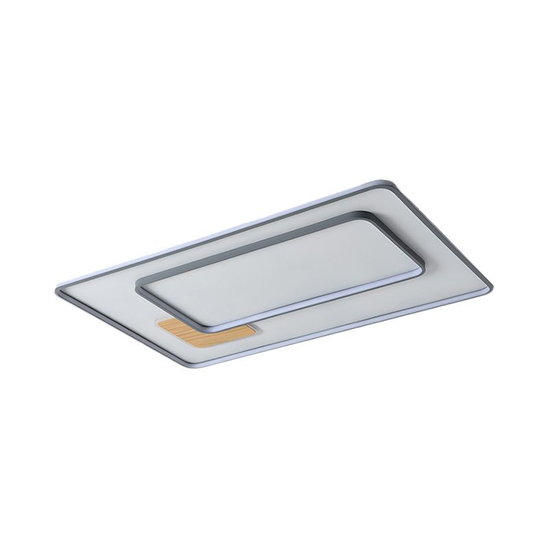 Contemporary LED Flush Mount with Metal Shade White Rectangle/Squared Ceiling Mount in Warm/White Light, 16.5"/20.5"/35.5" L