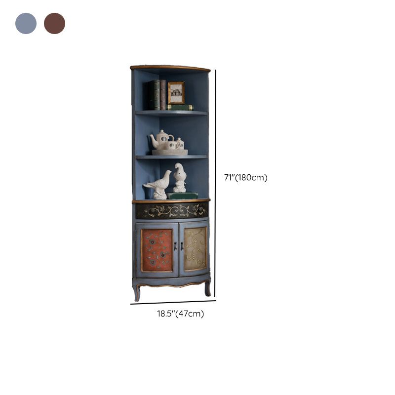 Mid-Century Modern Rectangle Accent Cabinet in Solid Wood with Door
