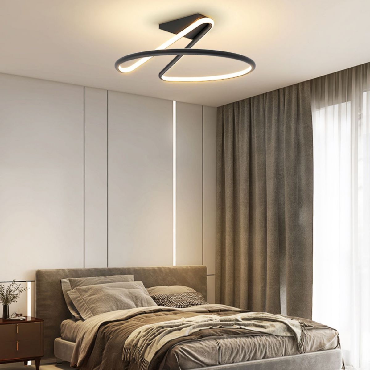 Linear Acrylique Flush Mount Modern Style 1-Light Ceiling Light Fixture for Bedroom