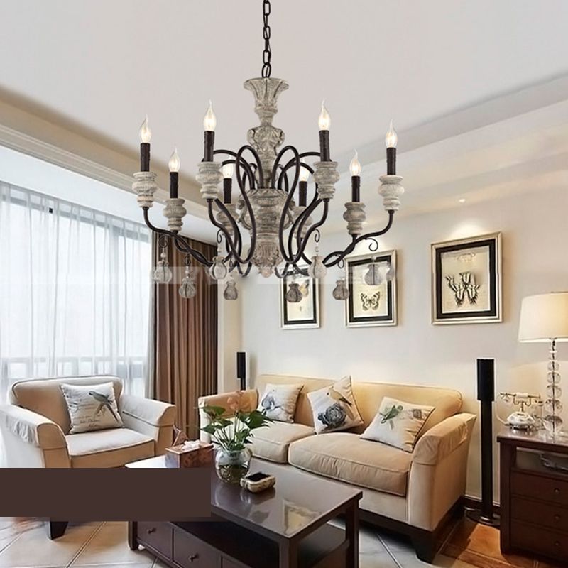 Harz Candlestick Hanging Lampe Traditionelle Esszimmer Kronleuchter in Grau