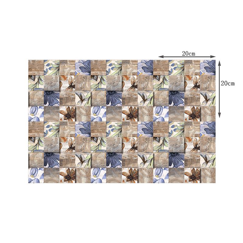 Removable Shattered Flower Wallpapers Countryside PVC Wall Decor, 5.8-sq ft, Blue-Brown