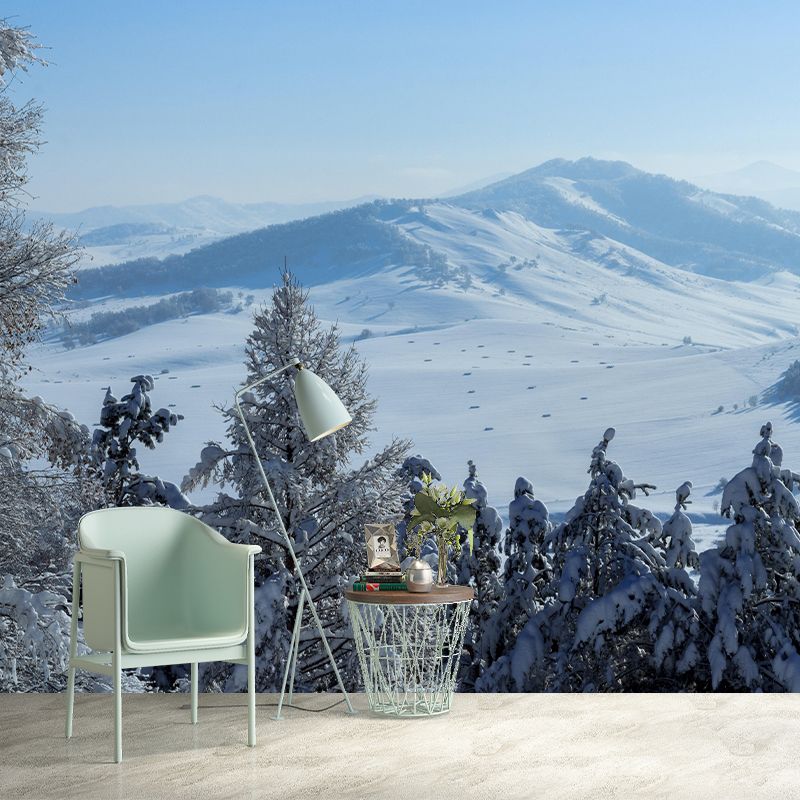 Snow Mountain Wall Mural Wallpaper Modern Style Mildew Resistant for Decoration