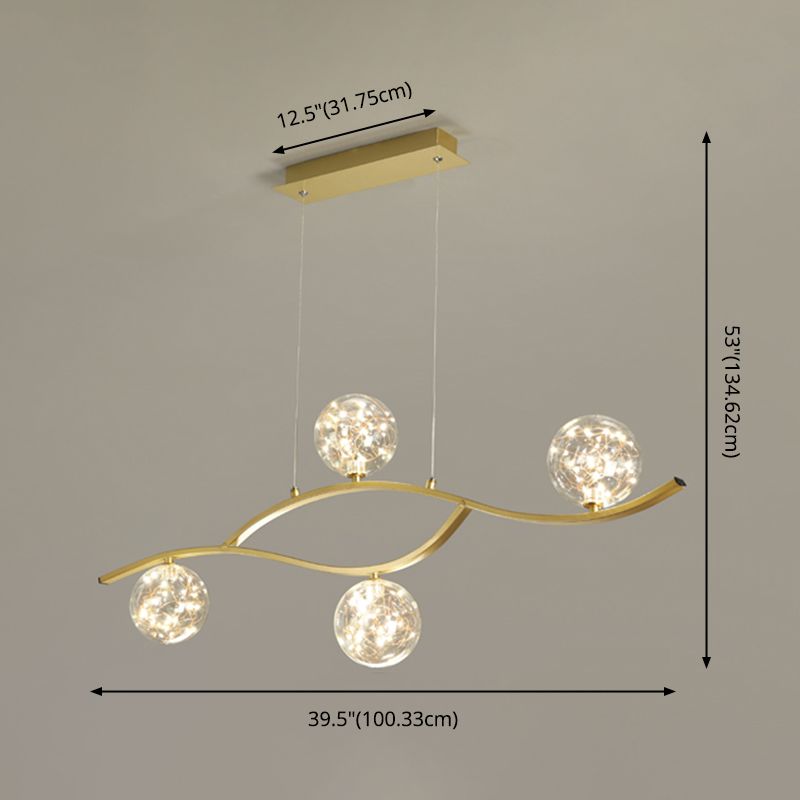 Pendants contemporains pour l'îlot de cuisine Éclairage pendentif linéaire en or