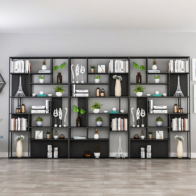 Home Office Etagere Bookcase Modern Metal Bookshelf with Rectangle Shelves