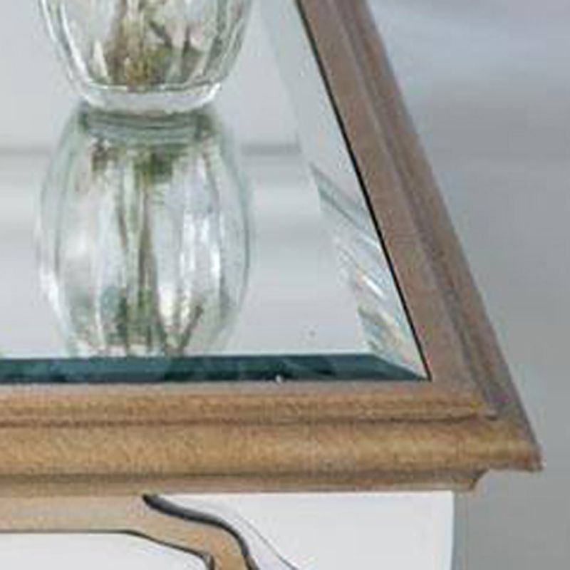 Sliver Makeup Counter 16.53" Wide Mirrored Vanity Tables with Solid Wood Leg