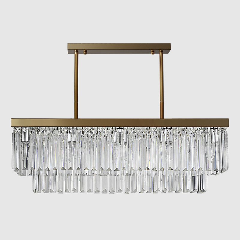 Rettangolo Crystal Island Pendant Light Minimalist Style Clear Island Flachture