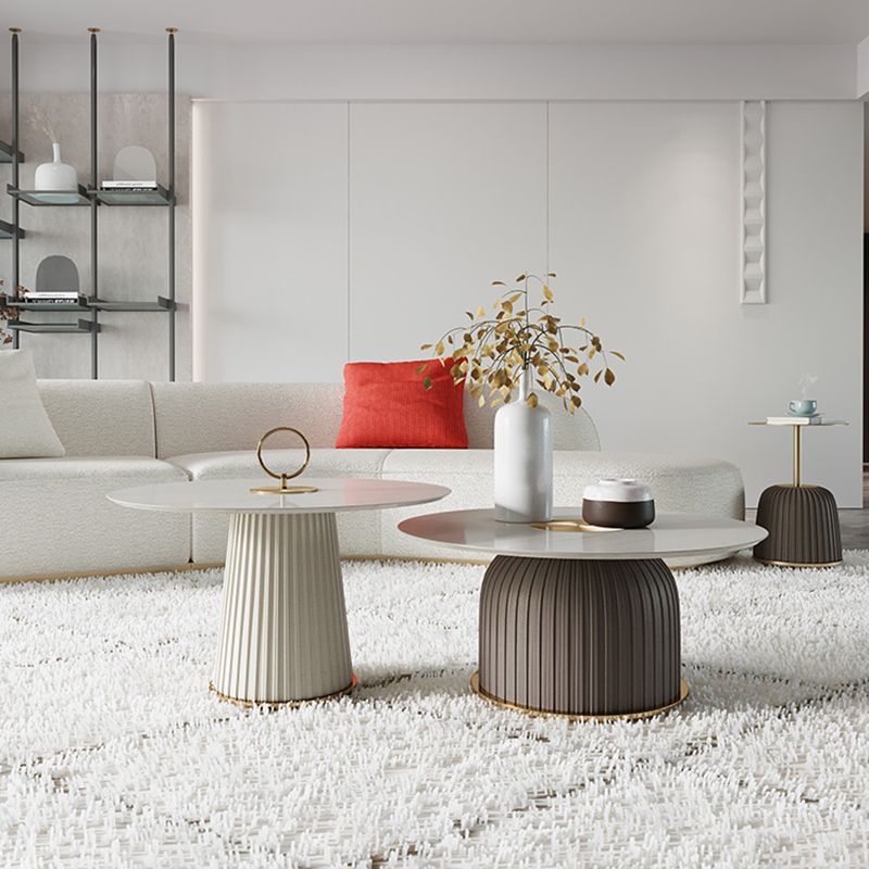 Ceramic Veneer Material Round Metal Material Modern Style Coffee Table