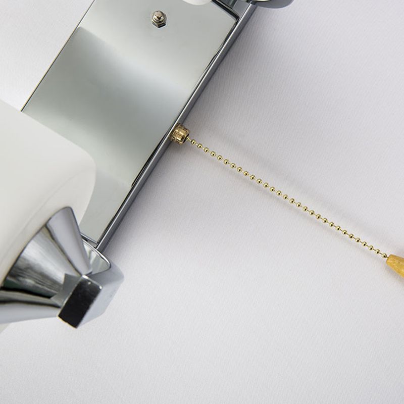 Cylindrical Shade Wall Lamp Modern White Glass Bedroom Sconce Light