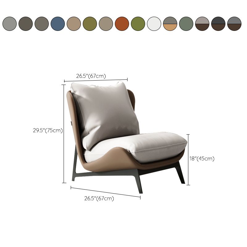 Mid-century Modern Leather Slipper Accent Chair Pillow Back Armless Chair