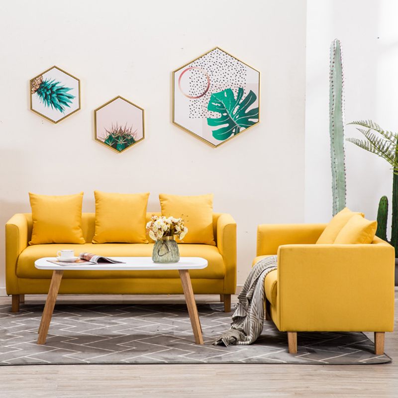 3-Seater Single Cushion Sofa Scandinavian Linen Sofa with 3 Pillows