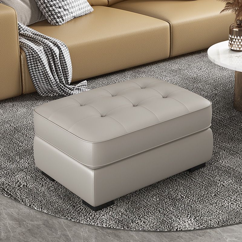 Contemporary Style Rectangular Ottoman Leather Foot Stool with Legs