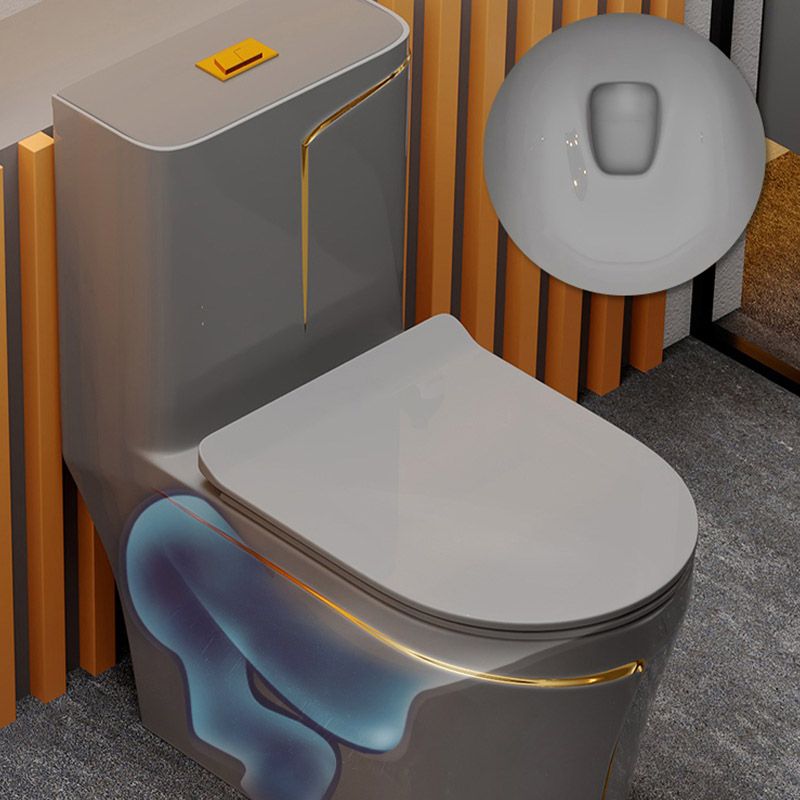 Skirted Flush Toilet Floor Mount Traditional One-Piece Toilet with Slow Close Seat