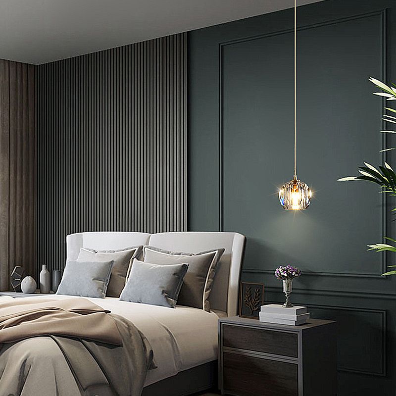 Single Pendant Lighting Globe Modern Design Ceiling Light with Crystal Accents