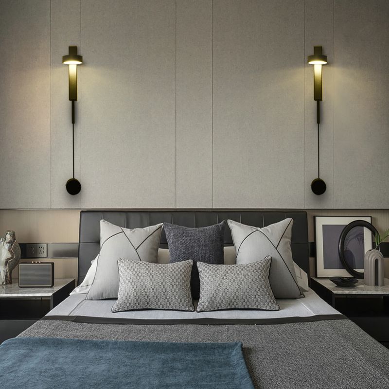 Round Shade Metal Wall Sconce Modern Style 1- Light Wall Mount Lighting