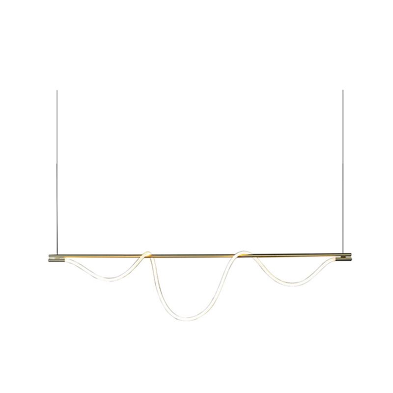 Long Strip LED Island Light Gold Modern Style Simplicity Hanging Light pour le salon