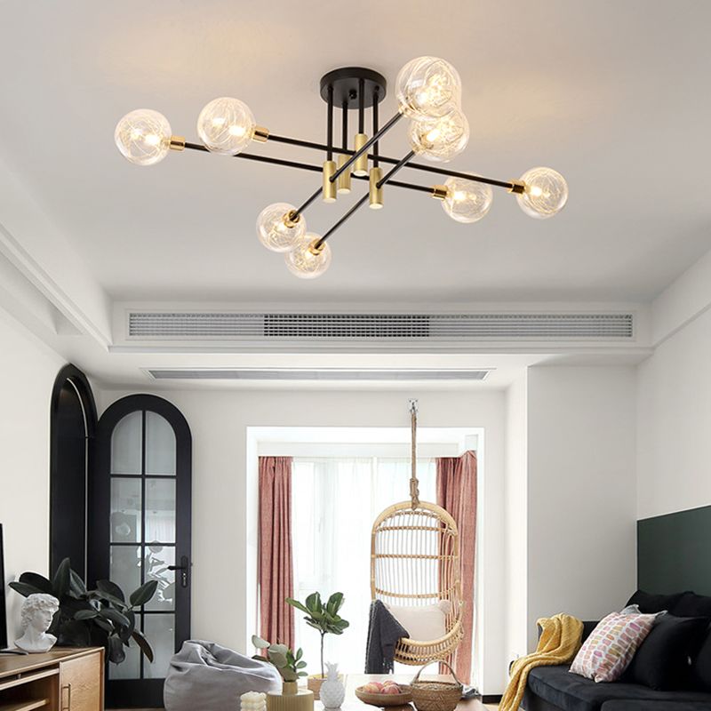 Contemporary Sphere Flush Light Fixture Glass Flush Mount Lights in Black