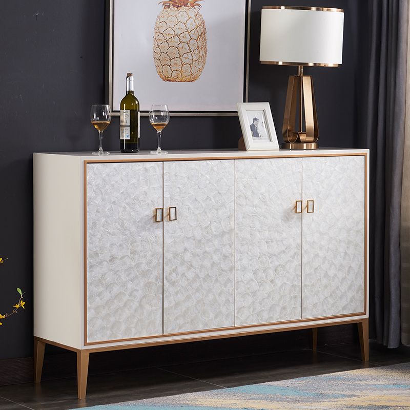 Modern Living Room Buffet Wood and Metal Sideboard Buffet in White