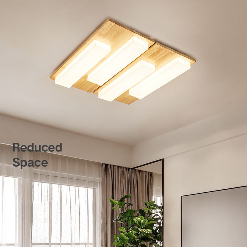 Iluminación de techo empotrada de madera, accesorio de techo de varios cabezales para sala de estar