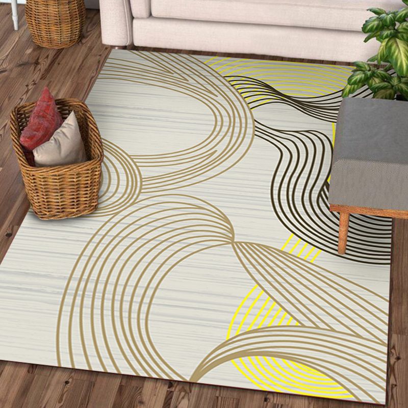 Trendy Asymmetric Geometry Design Rug Simple Contemporary Area Rug Polyester Non-Slip Backing Carpet for Living Room