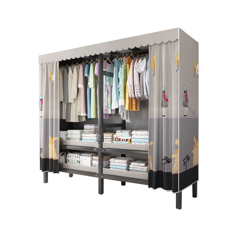 Foldable Freestanding Wardrobe Metal Frame Multifunctional Wardrobe