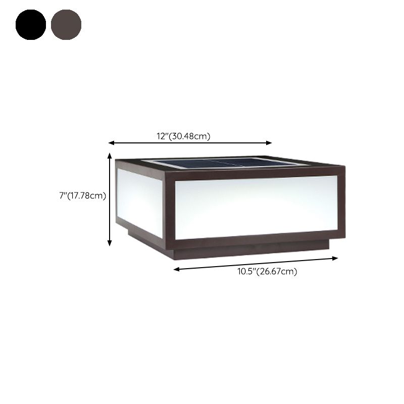 Rectangle Shape Metal Outdoor Light Modern Style 1 Light Solar Pillar Light in Black