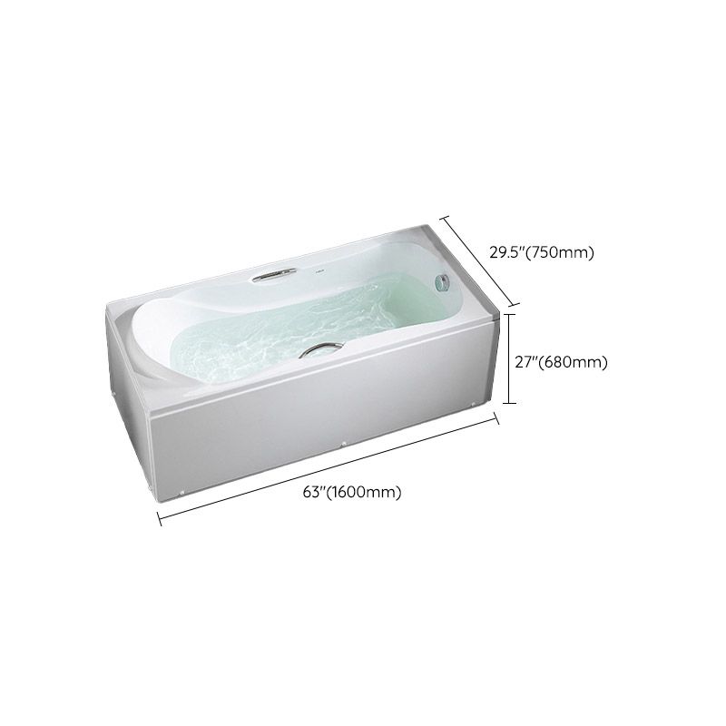 Modern Corner White Bathtub Acrylic Rectangle Back to Wall with Drain Bath Tub