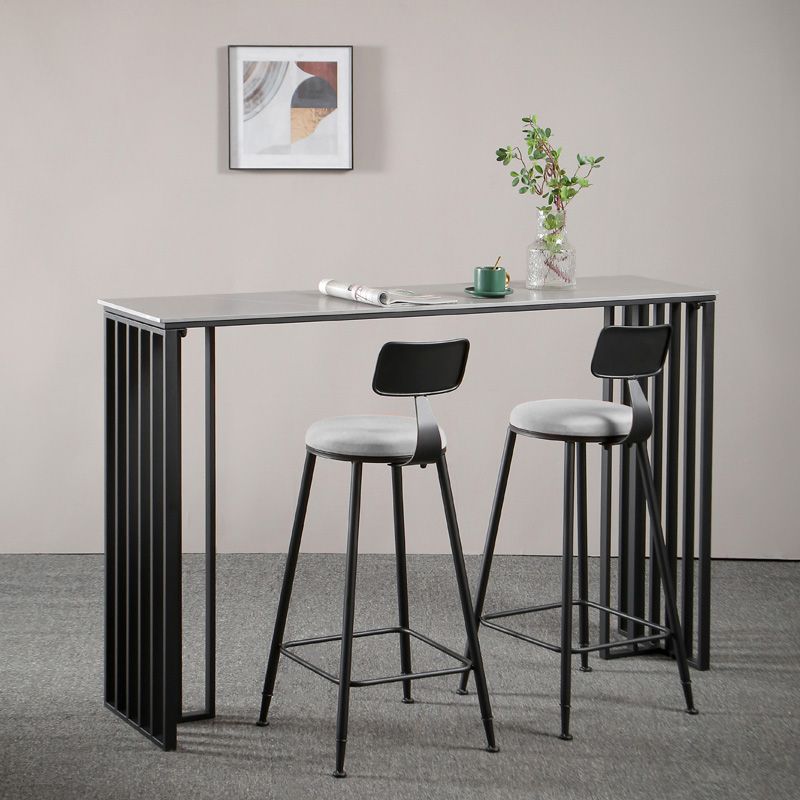 Modern Marble Table with Rectangle Table Top Black Sled Table - 42" H
