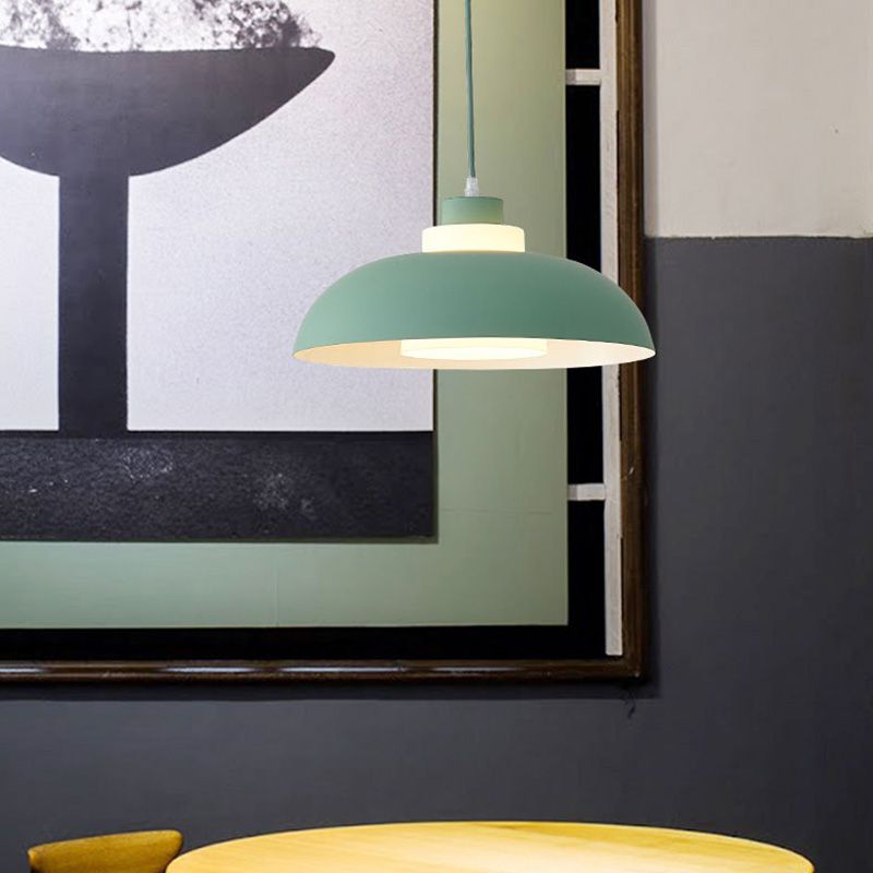 Bol en aluminium plafonnier pendrier léger macaron à la lampe à bulbe unique avec insert de l'ombre acrylique