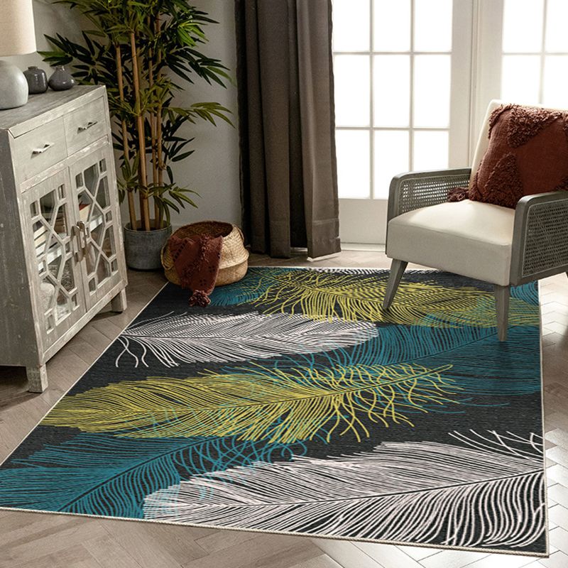 Multicolor Carpet Modern Plant Print Indoor Rug Polyester Anti-Slip Carpet for Living Room