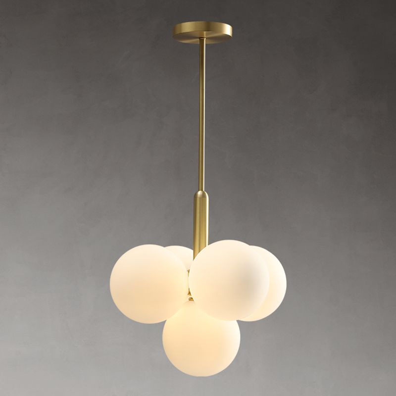 Globe Shape Chandelier Lamp Nordic Multi Light Hanging Light with Glass for Bedroom
