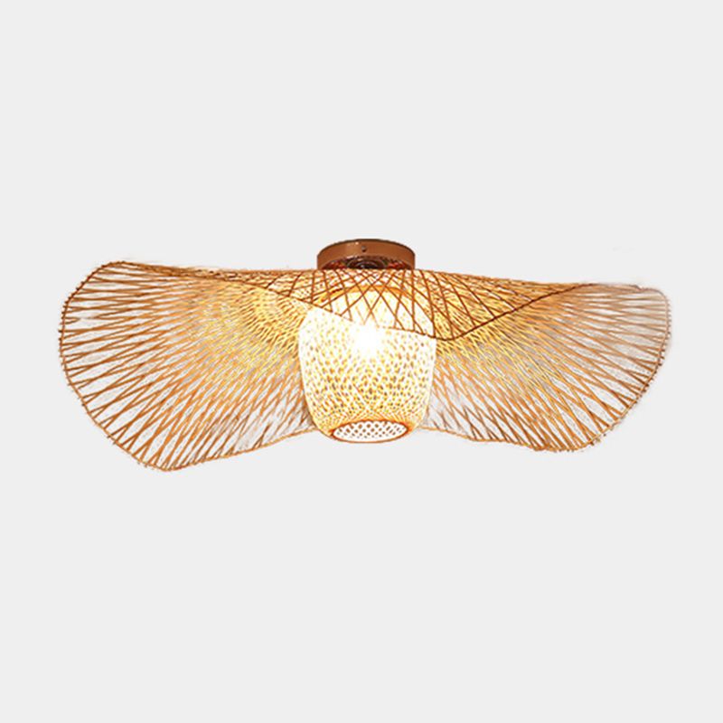 Luminaire de montage au plafond en rotin plafond asiatique affleurant