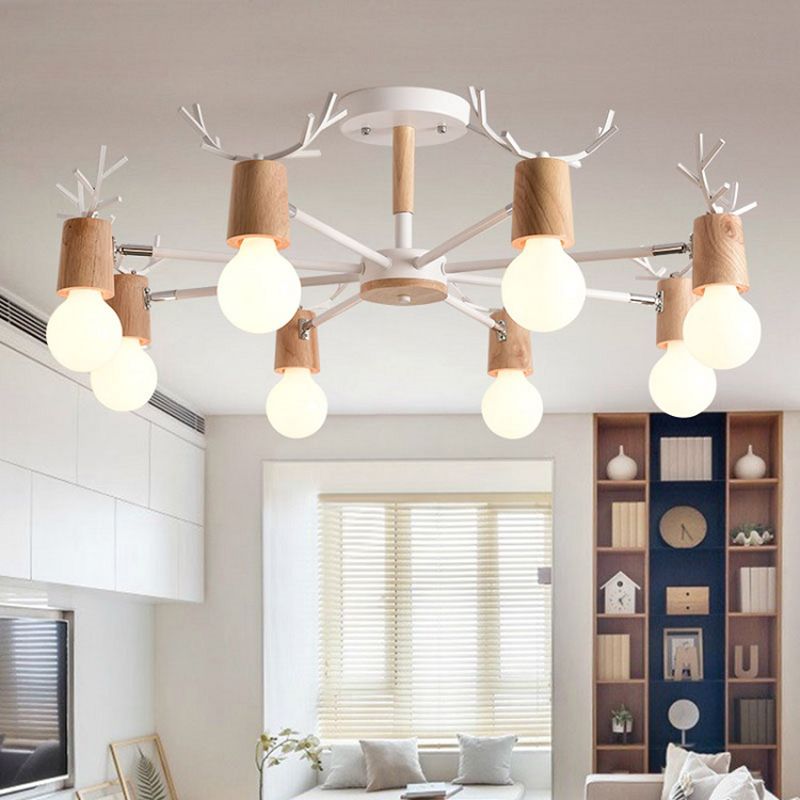 Geweihform Kronleuchter Lichter moderne Holzleuchterbeleuchtung.