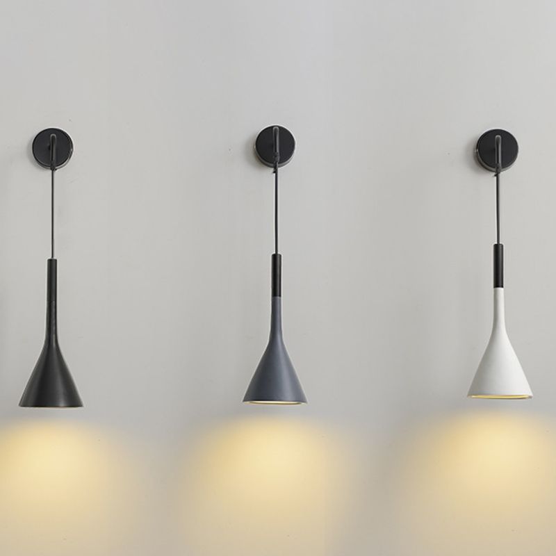 Macaroon -stijl kegel wandlamp 6 "brede metalen schaduw minimalisme wandmontage verlichting met 23,5" verstelbare gesuspendeerde draad