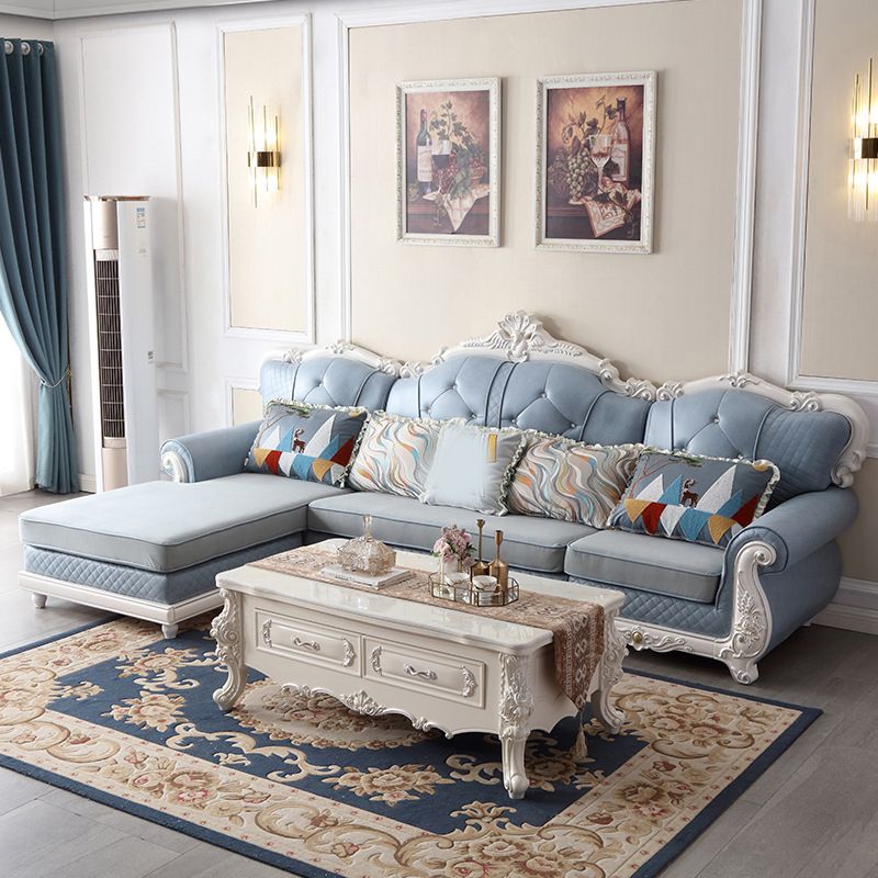 72" Wide French Country Sectional Sofa Leather Sleeper Sectional