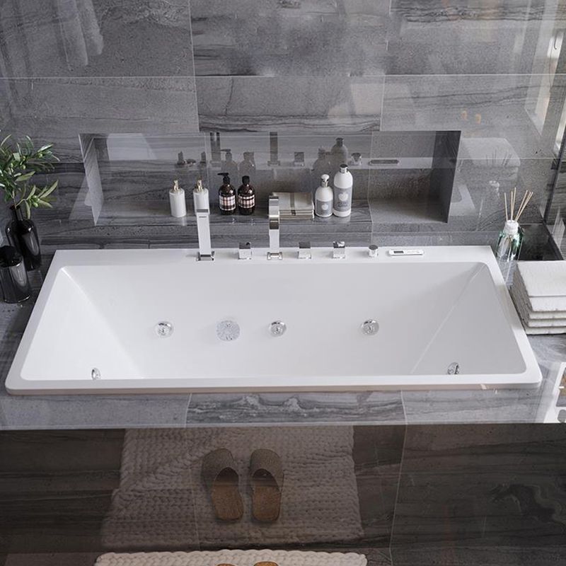 Modern Rectangle Acrylic Embedded Bathtub with Massage Device